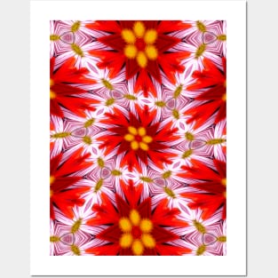 Red Floral Pattern Posters and Art